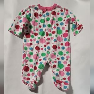 Circo Baby Girls Pink/Colorful Dotted Print Long Sleeve Footie Size 3M